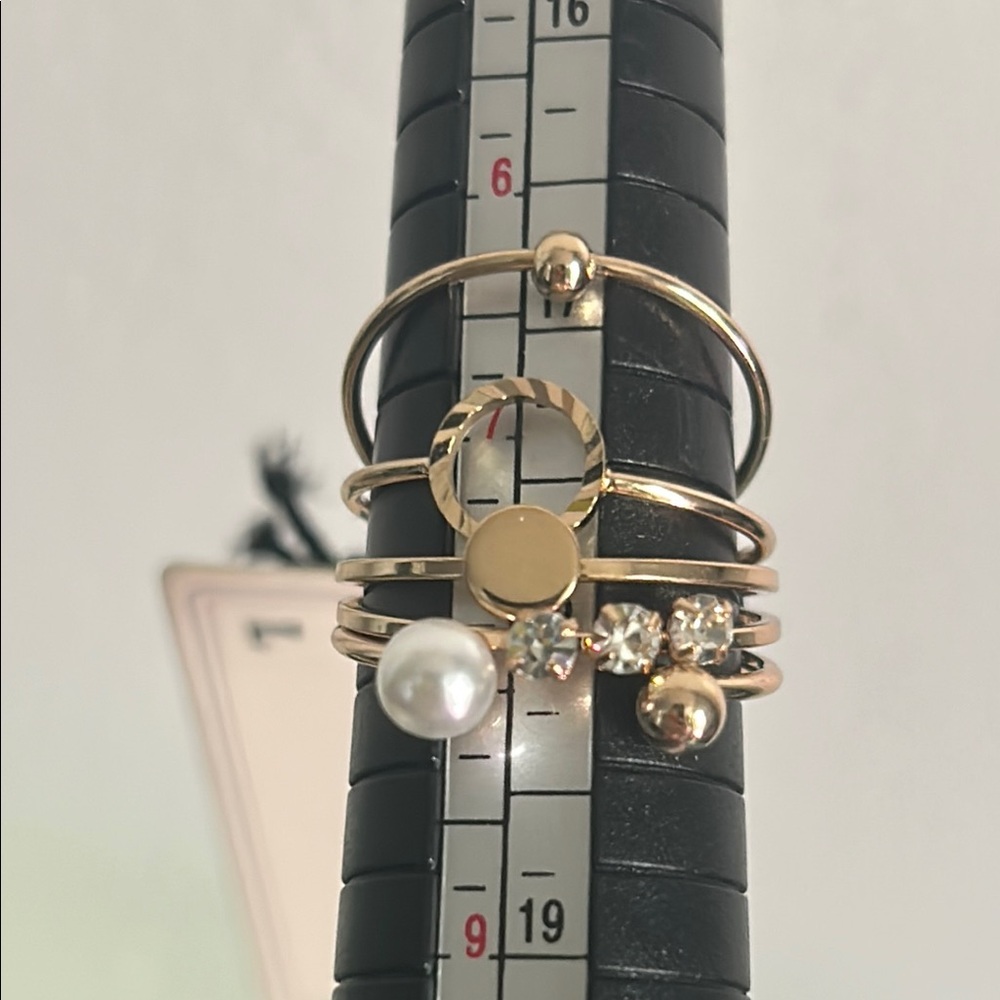 New Stacking Ring Lot - Multi-Color Gold Silver Tone Boho Rhinestone Ring Set - Picture 8 of 11
